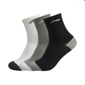2020 Li-Ning Sportslife Mid Top Men's Socks 3 Packs - Black/White/Grey