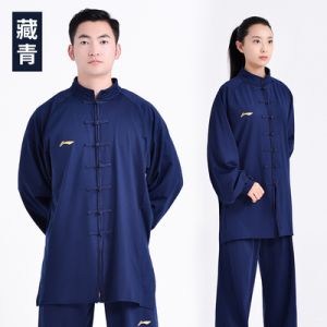 Li Ning Unisex Milk Silk Tai Chi Suit Uniform | Cashmere - Navy Blue