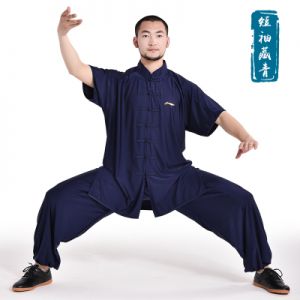 Li Ning Unisex Milk Silk Summer Suit | Martial Arts Uniform - Navy Blue