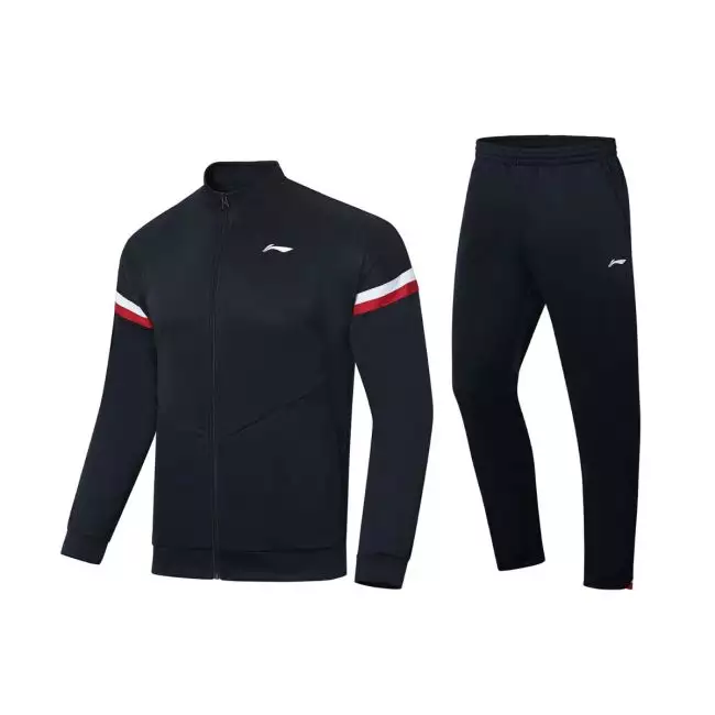 Li-Ning Badminton Cardigan Jacket x Pants Men's Suit Black and Black