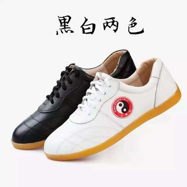 Soft Leather Tai Chi Shoes with Rubber Sole
