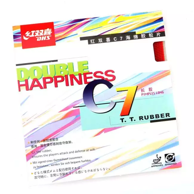 DHS C7 Pimples Long Table Tennis Rubber (Red)