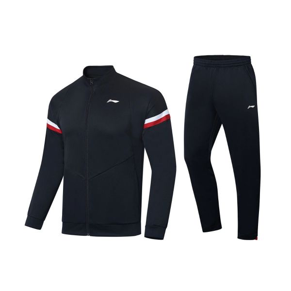Li-Ning Badminton Cardigan Jacket x Pants Men's Suit | Black and Black