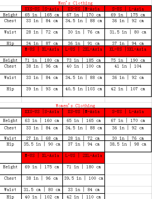 champion pants size chart