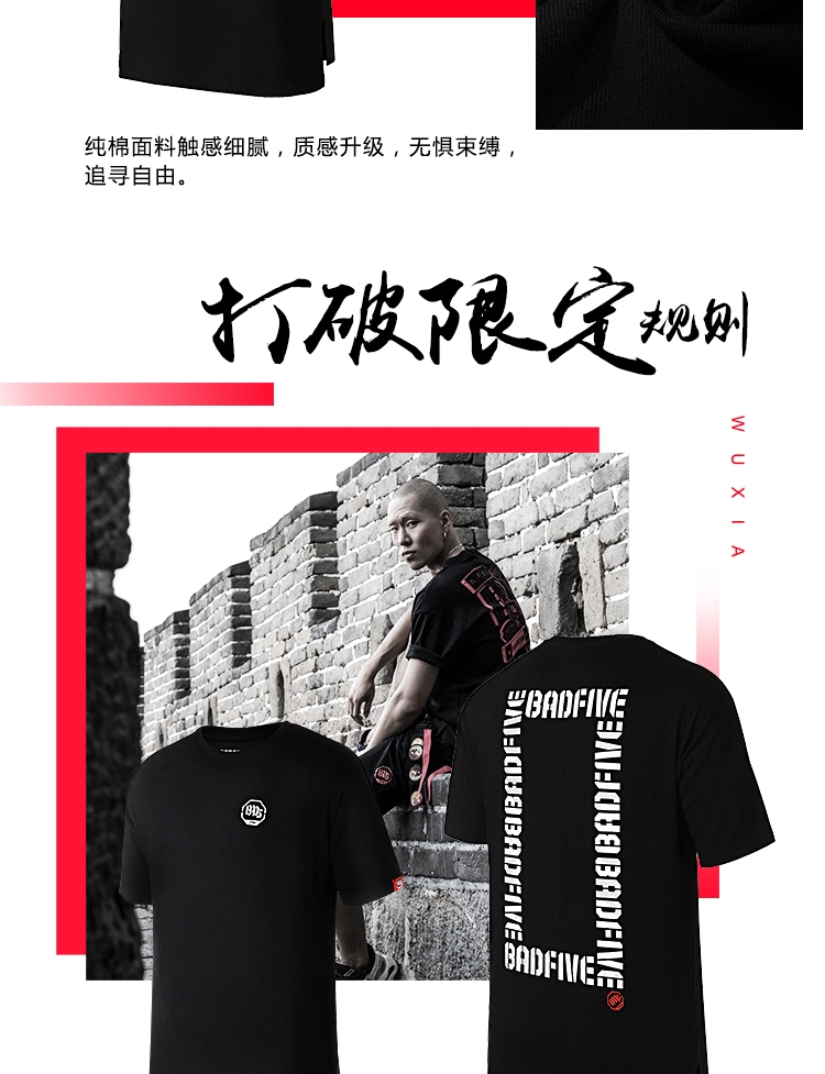2018 LiNing BADFIVE X GAI Print Men Basketball T-Shirts
