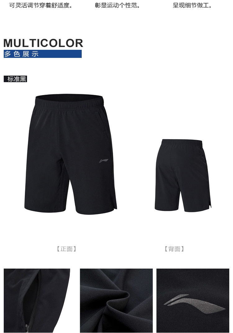 2018 Li-Ning Men’s Blue and Black Training Shorts