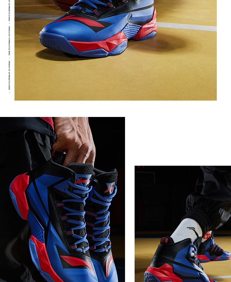 2018 Li-Ning x CBA Jin Gang Men's High Professional Basketball Shoes | Blue Red 