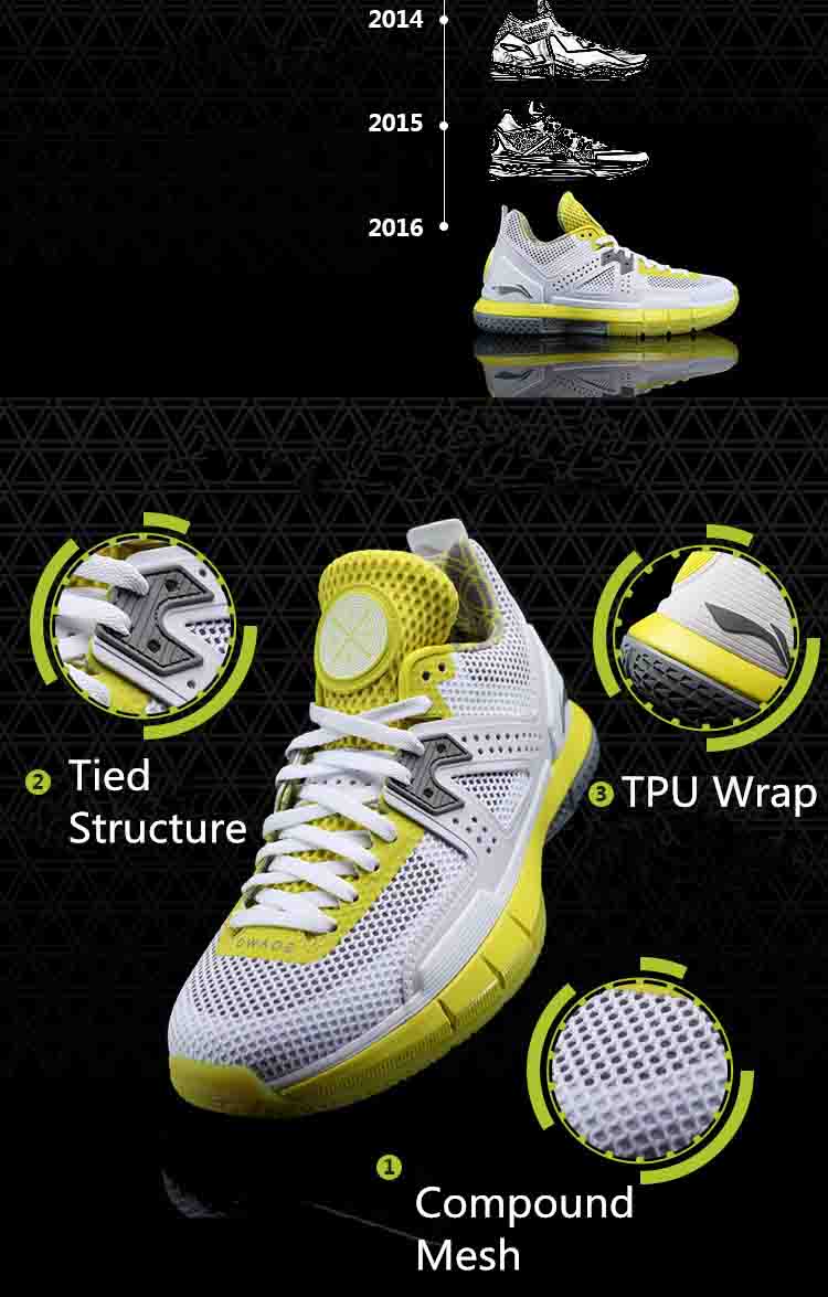 Li-Ning Way of Wade 5 "Volt" Mens Side Part Bounse Cushion Professional Basketball Shoes