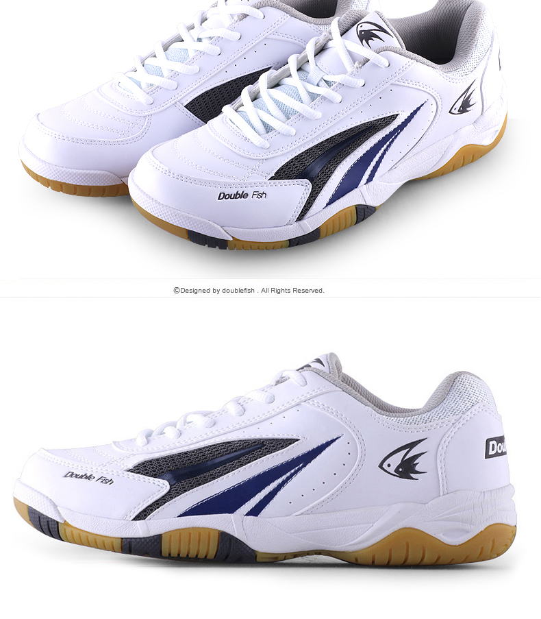 Double Fish Mens & Womens Professional Pingpong & Table Tennis Shoes -  White