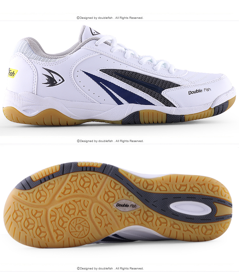 Double Fish Mens & Womens Professional Pingpong & Table Tennis Shoes -  White