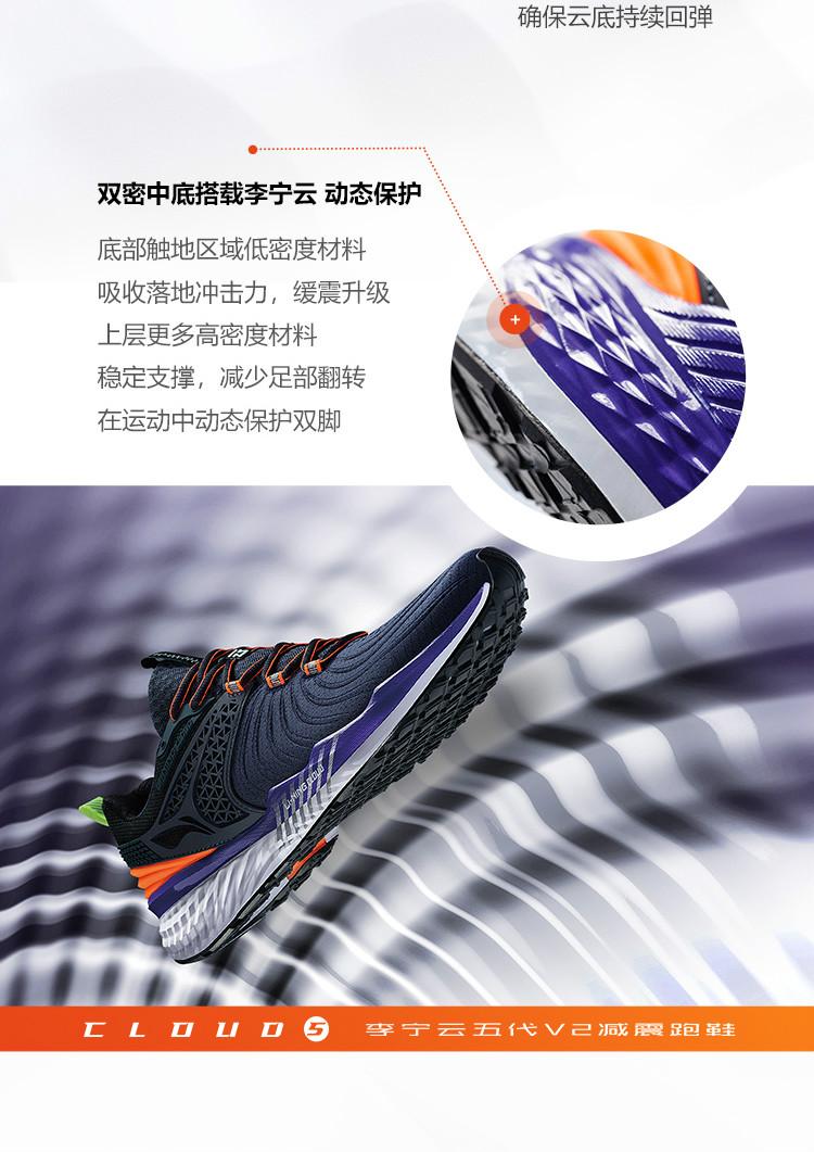 Li-Ning Cloud 5 V2 Mens Cushion Running Shoes | LiNing 2019 Spring